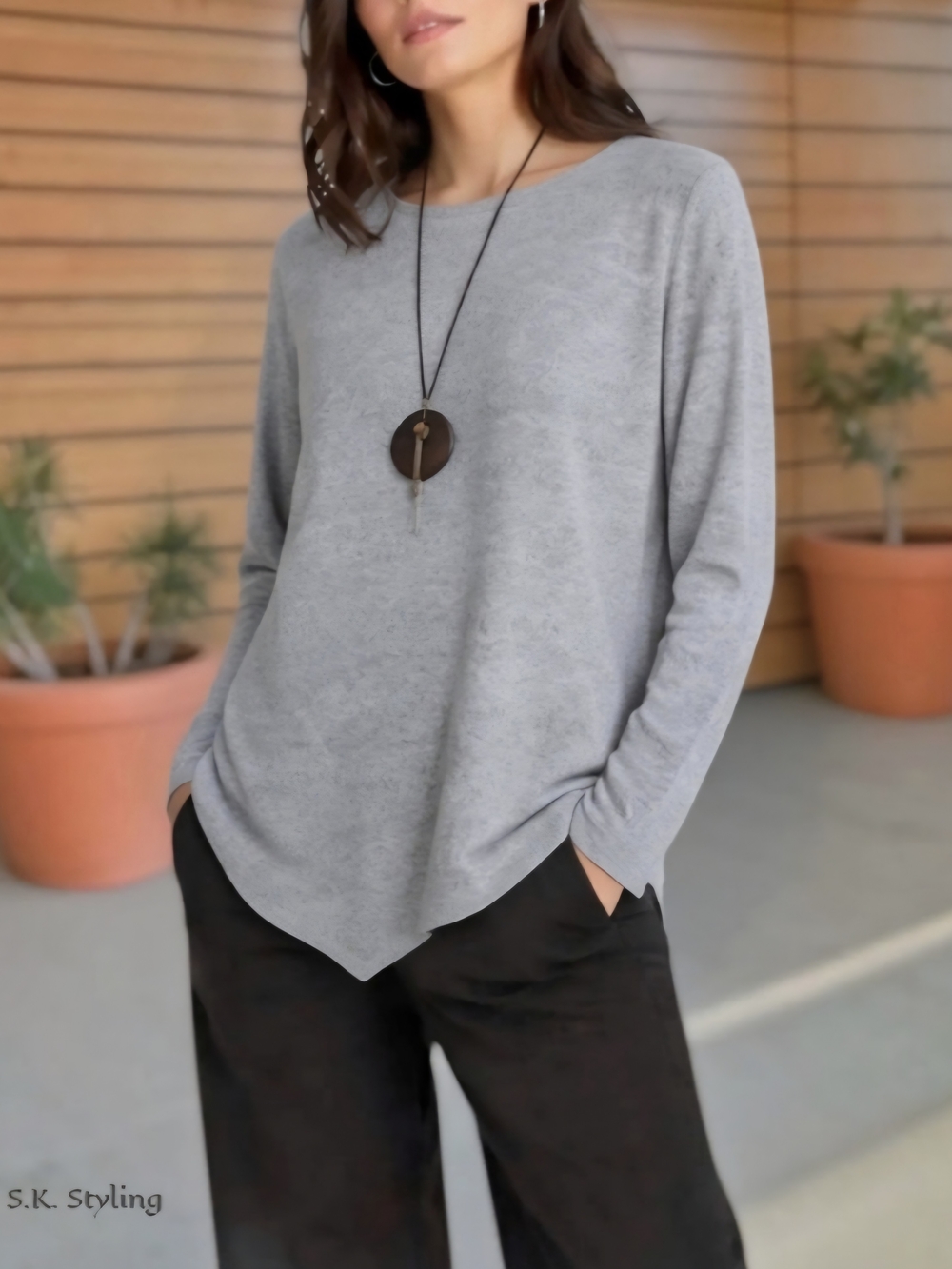 Simply Vera Wang Gray Marled Assymetric Lightweight Tunic Sweater size L/XL